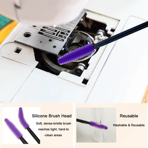 All In One Sewing Machine Cleaning Kit With Tweezers Double Headed Brush Tons Of Screwdrivers Seam Rippers Silicone Brushes And Storage Box For Fast Easy Home Maintenance And Reliable Machine Repairs cleaning sewing machine with purple silicone brush