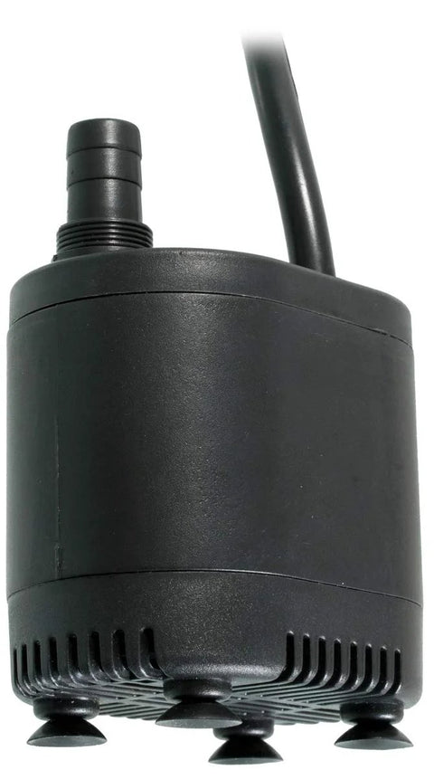 Grow Flow Submersible Pump 251 GPH, black plastic pump with top hose connection and vented base