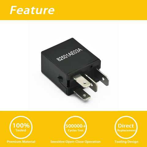 Premium 12 Volt 55 Amp 4 Pin Auto Relay For Fuel Pump Starter AC Compressor Cooling Fan with part number 82501AE03A.