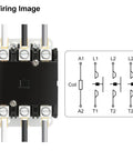 Wiring diagram for 3 Pole 24V AC 40A Heavy Duty HVAC Contactor for condenser and compressor replacement, featuring relay connections.
