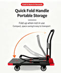 Heavy Duty Push Cart Dolly Platform Truck Hand Truck With Foldable Flatbed High Capacity Moving Cart For Boxes Sponge Anti Slip Foam Grip Handle Shock Absorbing Cold Proof Space Saving Design, foldable handle