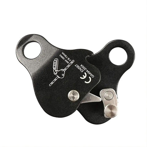 Beefy Aluminum Climbing Rope Grab Self Locking Safety Ascender 8-13mm with dual lock feature, black metal device