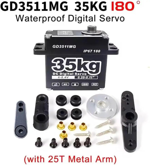 GOTECK 35KG Digital Servo At 8.4V With Full Metal Gear IP67 Waterproof 180 Degree Steering 25T Servo Horn components
