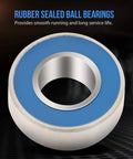 Beefy Miniature Deep Groove Ball Bearings Set Of 25 Flanged Steel Bearings With Double Rubber Seals Blue Side For Roller Skates 5 By 11 By 4 Mm Durable Precision Bearings For Tiny Machinery And DIY Projects, blue sealed bearing close-up