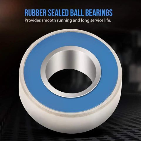 Beefy Miniature Deep Groove Ball Bearings Set Of 25 Flanged Steel Bearings With Double Rubber Seals Blue Side For Roller Skates 5 By 11 By 4 Mm Durable Precision Bearings For Tiny Machinery And DIY Projects, blue sealed bearing close-up