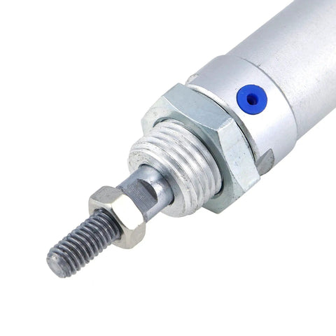 Close-up of 16mm Bore Pneumatic Cylinder With 50mm Stroke, Double Acting Single Rod, Comes With Y Connector And Two Quick Fittings, MAL16x50