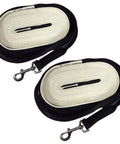 Two 30 Foot Web Horse Driving Lines With Cotton Web And Nylon Front for training, black and white design with brass snaps