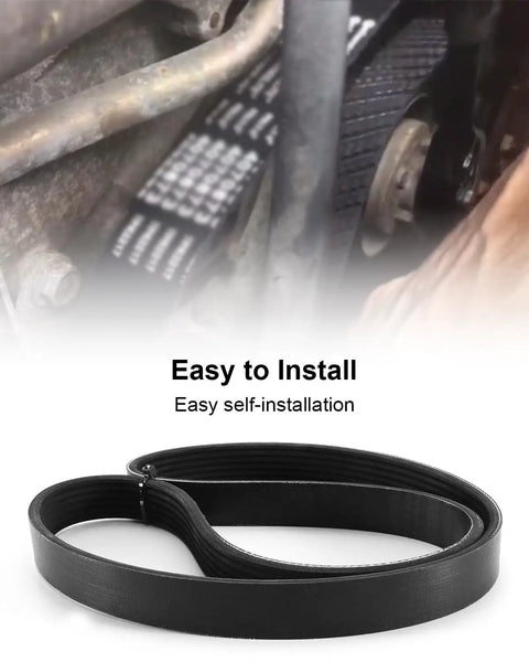 Heavy Duty Serpentine Belt For Your Ride 252122GGA1 K060396A shown installed in an engine, highlighting its v ribbed design and ease of use.