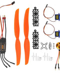 1000KV Brushless Motor With 40A ESC, 9G SG90 Micro Servo And 1060 Propeller Kit components displayed on white background