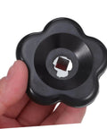 Close-up of 2 Pack Outdoor Faucet Spigot Handle Replacement 60mm Bakelite Butterfly Valve Handwheel With 7x7mm Square Hole
