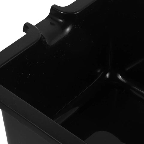 Close-up of Heavy Duty Black Plastic Oil Change Pan With Easy Pour Spout And Ergonomic Handle For Garage, Portable Engine Oil Drain Tray.