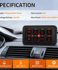 8 Gang RGB LED Switch Panel With Toggle, Momentary, And Pulsed Touch Control in car dashboard