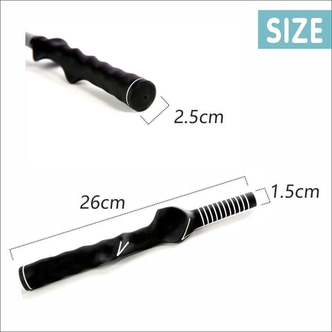 2 Pack Right Handed Golf Grip Trainer dimensions showing 26cm length, black design for beginners, women, and kids.