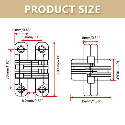 Diagram of Hidden Door Hinge 180 Degree Concealed Cross Hinge For Cabinets Kitchen Cabinets And Wooden Boxes 41mm Zinc Alloy