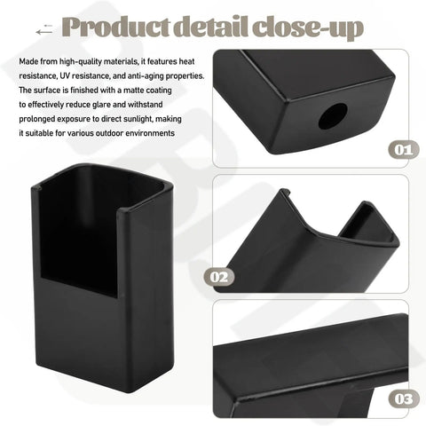 Close-up of Two Pack Garage Door Sensor Sun Shield Covers for HAE00002 LDO33 LDO50 LSO50 showing matte finish and black material