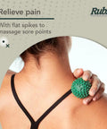 Woman using Foot Rubz Hand And Back Massage Ball For Plantar Fasciitis Pain Relief Sore Feet And Tight Muscles on shoulder
