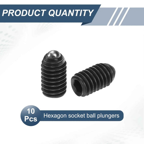 10 Pack M6 Hex Socket Ball Plungers High Carbon Steel Spring Loaded Thumb Knobs For Pneumatic And Lube Rigs two hexagon ball plungers displayed