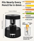 Must Have Electric Pencil Sharpener for Home and School Powered by USB or AA Batteries, Adjustable 6 to 8 Mm Blades, Sleek Black, Fast Sharpening, Mess Reducing, Portable and Easy to Use for Kids and Adults.