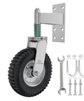 Six Inch Spring Loaded Gate Wheel For Metal Tubes And Wooden Gates, 700 Lb Capacity Heavy Duty Caster With 360 Degree Swivel, Prevents Sagging, Rust Resistant Galvanized Steel Frame, Includes Screws And Screwdriver, Silver, 1 Pack
