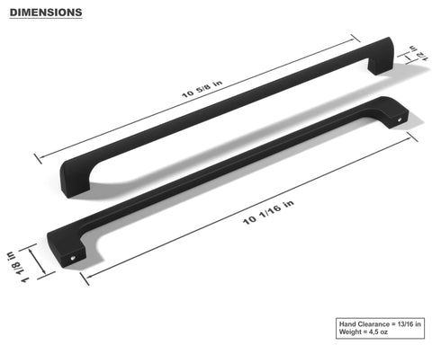 Dimensions of 15 Pack Flat Black 10 Inch Hole Center Solid Metal Cabinet Handles For Kitchen And Bathroom Drawer Pulls Durable Stainless Steel Zinc Alloy Construction Includes One Inch And One Half Inch Screws Etna Collection