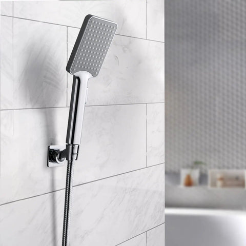 Adjustable Brass Shower Head Holder Bracket For Wall Mount 360 Degree Rotation No Drill Glue Install Polished Chrome Finish