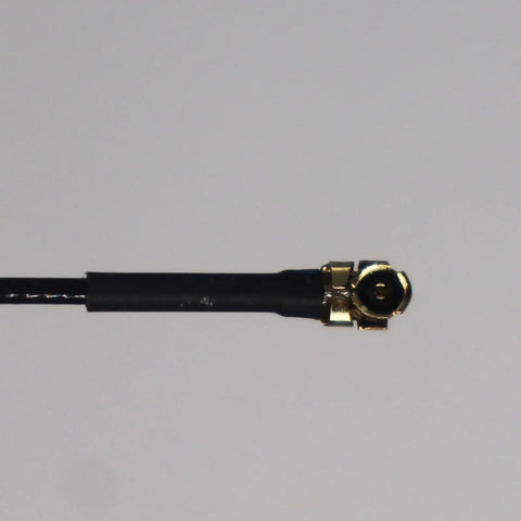 Close-up of Ultra Light 3 Pack 5.8 GHz UFL Dipole FPV Antenna Set with IPX/U.FL connector in black.
