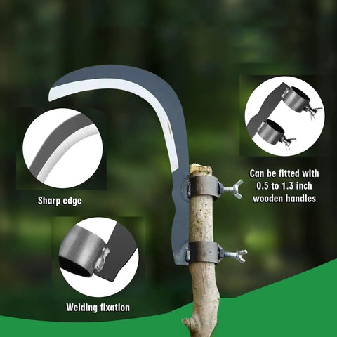 Durable Manganese Steel Blade Sickle With Replaceable Wooden Handle Handheld Multipurpose Garden Weeding Tool