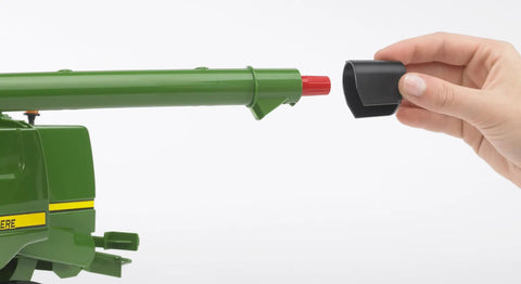 Close-up of John Deere T670i 1 To 16 Scale Combine Harvester Toy with detachable part, made of durable ABS plastic.