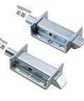 4 Inch Spring Press Push Pull Telescopic Latch Door Hinge showing front and opposite view for industrial cabinets.