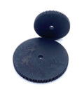 Heavy Duty Motor Pinion Gear Set 0.5M Pitch With 20 38 55 70 80 100 120 Teeth 5mm Shaft Spur Gear For DIY Motors And Gearboxes Low Noise And Wear Resistant, shown are two metal gears with hub openings.