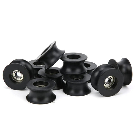 10 Pack Heavy Duty U Groove Pulley Roller Bearing With Nylon Coated U Shaped Guide Rail Wheels For Sliding Doors Wardrobes Cabinets Tracks Smooth Glide Deep Groove Ball Bearing Roller Wheel, black