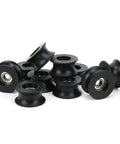 10 Pack 608ZZ U Shaped Nylon Coated Pulley Rail Bearing Wheels For Motors And Machinery Built Tough Durable Heavy Duty Low Friction Bearings With Wide Temperature Range Minus Forty To One Hundred Degrees Celsius Great For Gears Pumps Tools And Conveyors, black U-shaped nylon-coated bearings