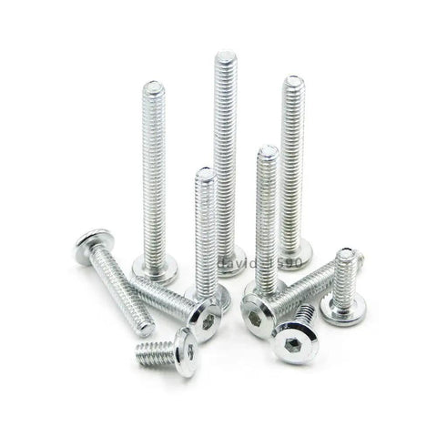 Furniture Connector Bolts Hex Flat Head Allen Screws Zinc Plated Steel M4x20 20 Pieces arranged upright