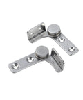 Two-piece stainless steel rotating damping shaft hinge with screws for cabinets, boxes, folding tables.