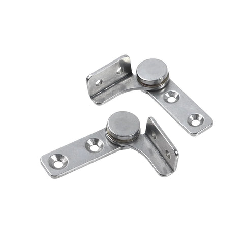 Two-piece stainless steel rotating damping shaft hinge with screws for cabinets, boxes, folding tables.