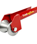 3 Inch Conduit Cable Feeding Sheave For Heavy Duty Stainless Steel Pulley With A High Carbon Steel Frame Pro Grade Build For Professional Wire Pulling Systems And Large Diameter Cable Bundles Quick Split Tube Yoke For Easy Conduit End Insertion, showing red frame and stainless steel sheave