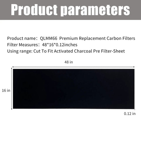 Carbon Fabric Filter Replacement 16 By 48 By 0.12 Inches Activated Charcoal HEPA AC Vent Filter Cut To Fit Heavy Duty Pre Filter