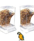 Dope Game Changer No Mess Bird Feeder For Cage With Auto Seed Guard And Hull Catch Trough For Parrots And Parakeets Super Clear Plastic Food Bowls Two Pack