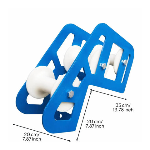 Beefed Up Heavy Duty Cable Pulley Roller Guide Block With Grooved Steel Wheels For Tight Turns And Corners Compact Mechanical Build Nylon Wheel Option Industrial Grade Cable Routing Tool For Wells And Sharp Bends, 35x20 cm