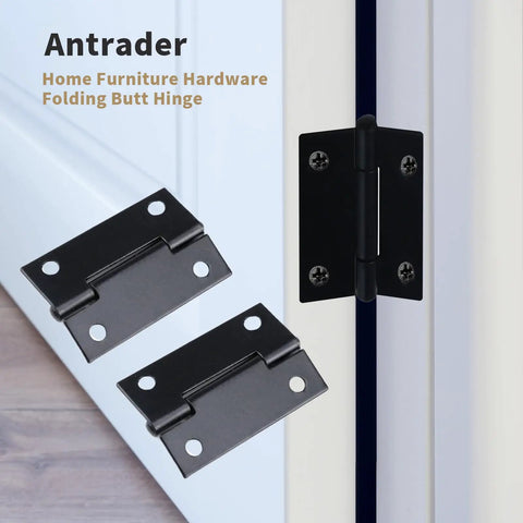 Heavy Duty Folding Hinge For Cabinets And Closet Doors, 1-1/2 Inch, Matte Black Iron Hardware Installed, Home Furniture Use