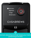 Compact 20 Bar Espresso Machine for Nespresso Original Pods, front view of control panel with brew size options.
