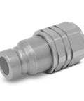 Summit Hydraulics 3/4 in NPT skid-steer flat-face hydraulic quick-connect coupler, side view, silver