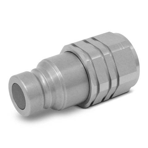 Summit Hydraulics 3/4 in NPT skid-steer flat-face hydraulic quick-connect coupler, side view, silver