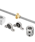 Badass 20 Mm T20 Lead Screw Set Includes 70.87 Inch Stainless Steel Rod Copper Nut Pillow Bearing Block And Coupler parts in various angles.
