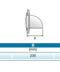 Technical drawing of Top Tier Stainless Steel Coffee Knock Box And Espresso Puck Bin, dimensions 235x345x277 mm.