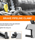 2 Pack Car Brake Line Clamp Set Zinc Alloy Chrome Plated Hose Pinchers installed on automotive hose in engine bay