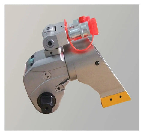 Professional Hydraulic Torque Wrench Featuring Square Drive Design With Precision Machined Parts For Rock Solid Performance And Heavy Duty Garage Grind, side view showing swivel coupler.