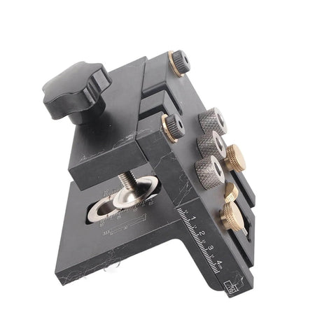 Three In One Woodworking Drilling Guide Kit With Scale Positioning Jig And Anodized Metal For Pro Grade