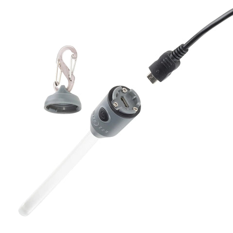 Nite Ize Radiant rechargeable LED glow stick with Disc-O Select, USB charging port, gray end cap, includes S-Biner