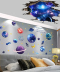 Two Pack Blue Cosmic Galaxy Wall Decals 3D Milky Way Planet Stickers for Living Room, 24x36 Inch Sheets, Eco Friendly PVC